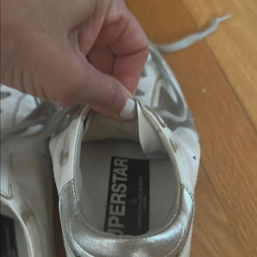 Women's Golden Goose White and Gray Super Star Sneakers - Picture 9 of 9